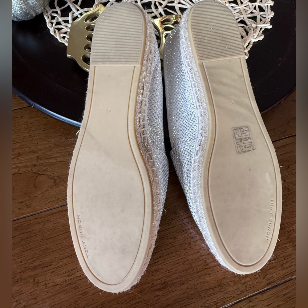 New Tory Burch Everly Espadrille Crystal Embellished in New Cream Sz 8.5. - Picture 5 of 14